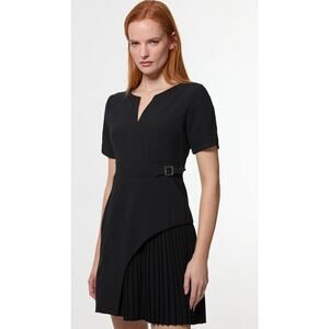 Karen Millen Tailored Military Pleat Short Sleeve Mini Dress Black  Size 10